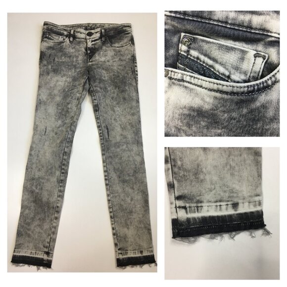 DIESEL Gray Bleach Super slim Low Waist Skinzee Low-C Released Hem Jeans - Picture 1 of 15
